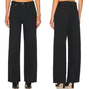 Agolde Low Slung Baggy Jeans Black Womens Size 27 Button Fly Wide Leg Denim Y2K‎